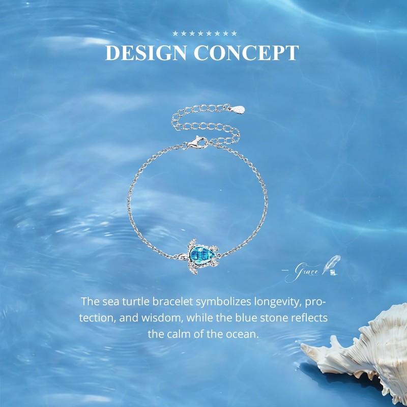 Shysnow Sea Turtle Bracelet For Women Dainty Blue Turtles Charm