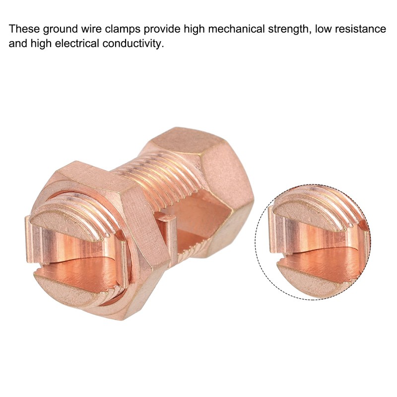 sourcing map Split Bolt Connector Brass Copper Ground Terminals TJ-35