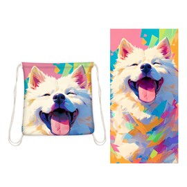 Beach Towel Backpack 2 in 1 Summer Large Lightweight Beach Towel - Multifunctional Dog Pattern Towel Bag for Storage, Beach, Swimming, Sport