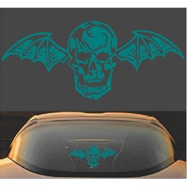 Avenged Sevenfold A7X Death Bat Metal Band Vinyl Decal Sticker (12" x 5.25", Teal)