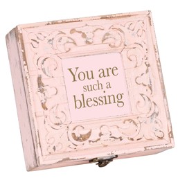 Cottage Garden You Are Such A Blessing - Blush Pink 6 x 6 Inch MDF Wood Musical Jewelry Box