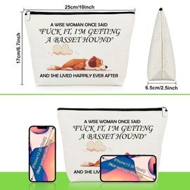Basset Hound Dog Gifts for Women Funny Makeup Bag Dog Lover Presents Basset Hound Gifts Pet Presents for Women Animal Lover Best Friend Sister Cosmetic Bag Christmas Birthday Travel Cosmetic Pouch