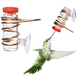 Window Hummingbird Feeder Hand-Held Decorations Copper Hummingbird Water Feeder with Glass Bottles Suction Cups 2 Pcs