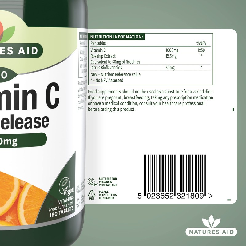 Natures Aid | Vitamin C - 1000Mg Low Acid 180