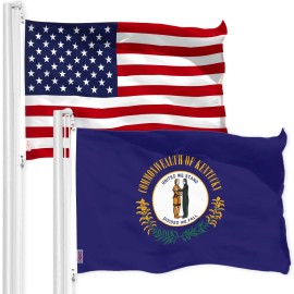 UD_G128 Combo Pack: American USA Flag 3x5 Ft & Kentucky Flag 3x5 Ft, Both Printed 150D Polyester, Indoor/Outdoor, Brass Grommets