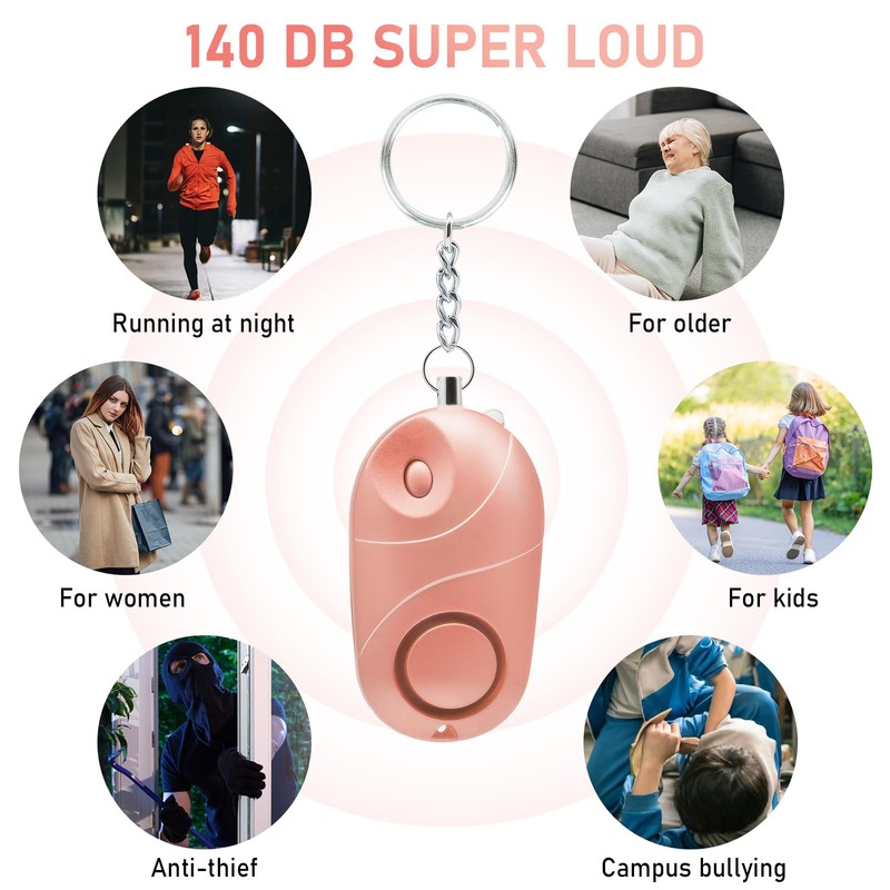 Personal Alarm, Qoosea Safesound Personal Security Alarm 140dB with LED