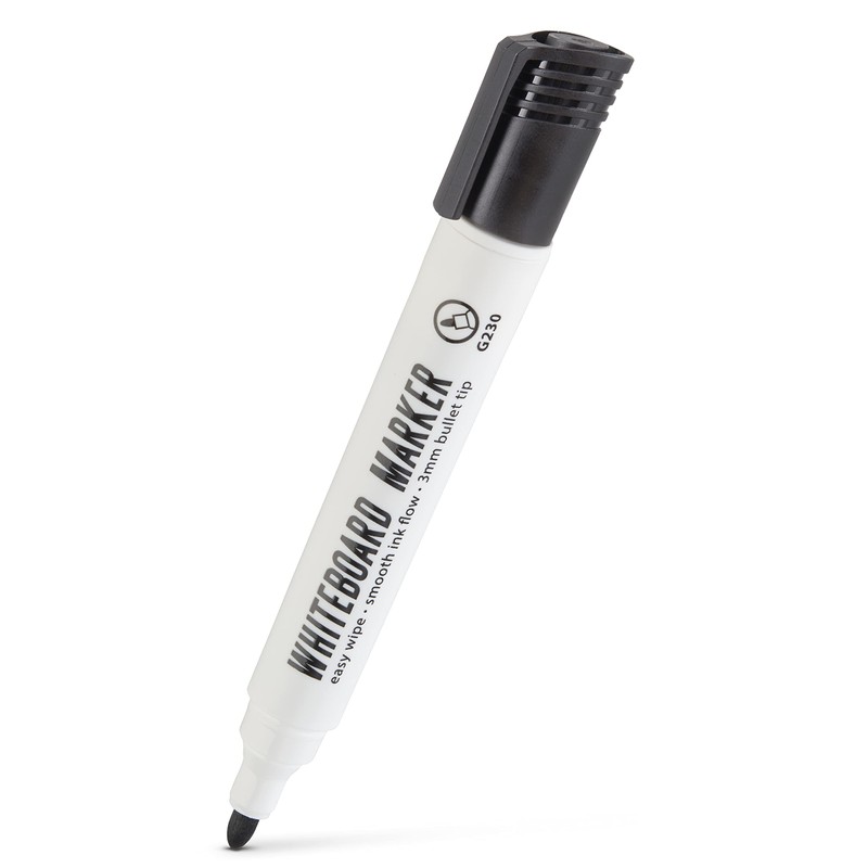 Magnetic Innovations Pack of 10 Black Dry Wipe Whiteboard Marker
