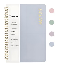 TUNJEJINY Lined Spiral Journal Notebook, A5 College Ruled Journals for Women Men, 100 GSM College Ruled Notebooks for Writing Note Taking and Office School Supplies 6.1" x 8.47" 136 Pages (Blue)