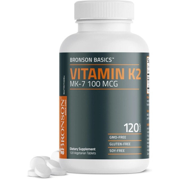 Bronson Vitamin K2 MK-7 100 MCG, K2 as MK7 Menaquinone,