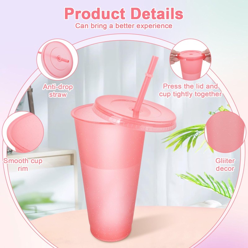 BELICOO 12 Pack Color Changing Cups, 24oz Plastic Cups with