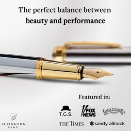 Ellington Pens Luxury Fountain Pen Set- Fountain Pens for Writing - Smooth Nib - Includes Refillable Ink Converter, 3 Ink Cartridges [Black & Blue] (Medium, The Presidential Oath)