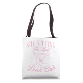 She's tying the knot Bachelorette Coquette Bow Bridal shower Tote Bag