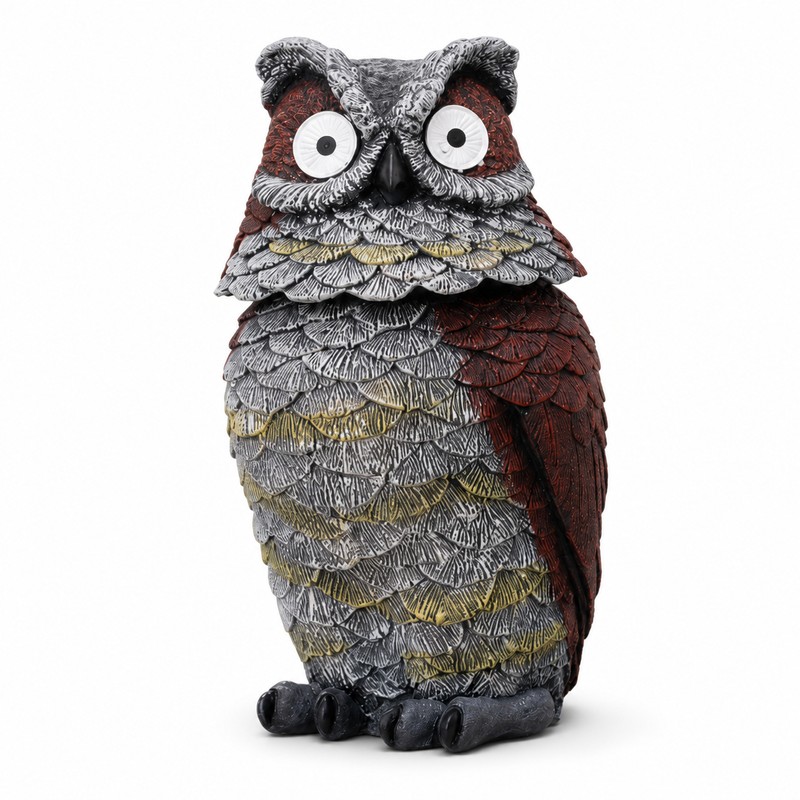 Solar Owl Garden Statue for Outdoor Decor – Glowing Eyes
