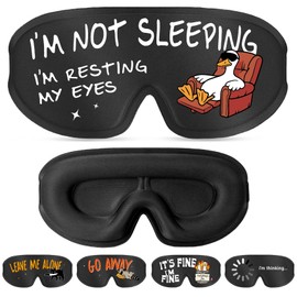 Aganmi Funny 3D Zero Pressure Sleep Eye Mask for Men Women Side Sleeper, Adjustable Blackout Soft Breathable Eye Masks for Travel Nap Night Sleep, Humorous Gift Stocking Stuffers (Resting My Eyes)