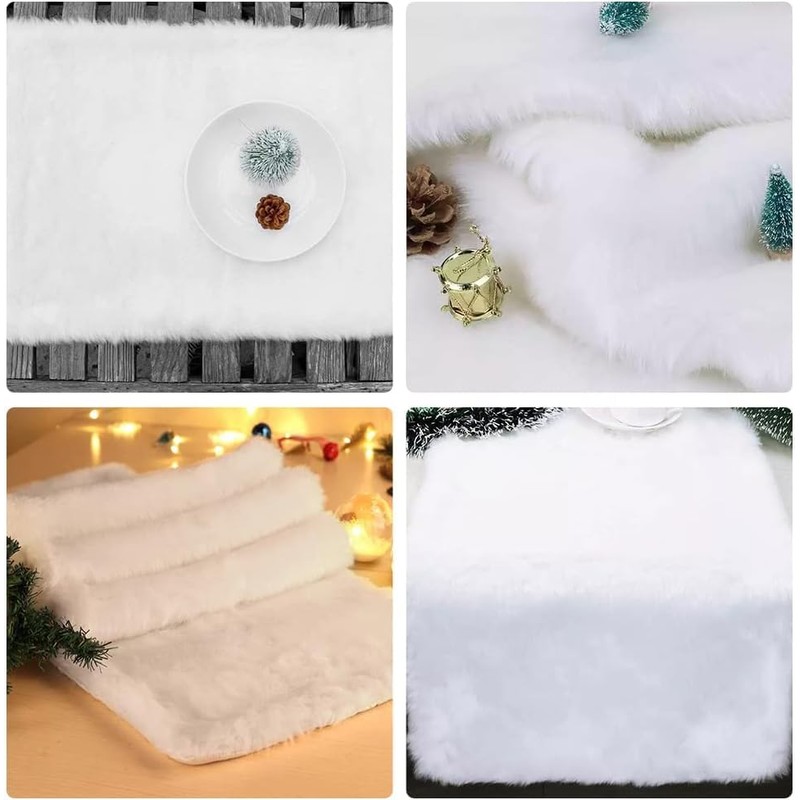 Table Runner Faux Fur White Christmas Table Runner Decorative Fur