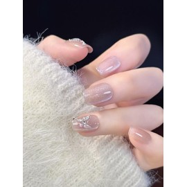 BIBII Nails Handmade Nail Tip Seal, Plain, Short, 3D Claws, Butterfly, Spring/Summer, Korea, Popular, Japanese Style, Nail Tip, Short, 10 Pieces, High Quality Magnet, Mass Production, Dreamy, Cat Eye,