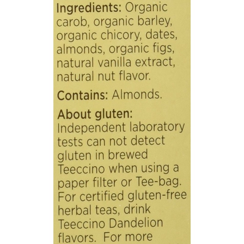 Teeccino Vanilla Nut Herbal Coffee Tea Bags, 10 ct