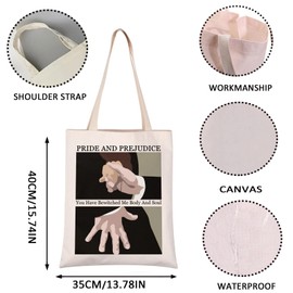 Pride Prejudice Inspired Tote Bag Book Lover Gifts Classic Novel Lover Gift Book Club Gift (Pride And tote CA)