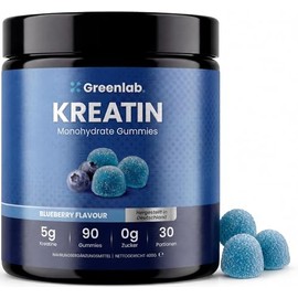 Greenlab Creatine Monohydrate Gummies for Men and Women - 5 g per Daily Dose, 90 Gummies, Sugar-Free, Vegan, Blueberry Flavour, Made in Germany