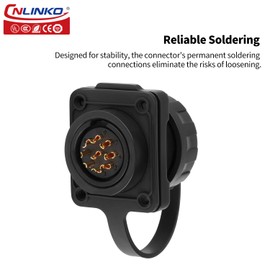 CNLINKO YM-20 9 PIN Waterproof Connector, IP68 Circular Connector, Quick Plugging Aviation Connector, PBT Plastic Shell Solder Connector M20 Male -Female Flange Socket (9 PIN)
