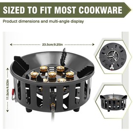 Bestfire Propane Burner, 72,000 BTU Single Burner Gas Stove for Outdoor Cooking, Windproof Camping Stove with Piezo Ignition, Extended Hose & 3 Adapters, Portable with Carrying Bag