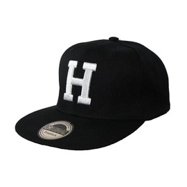 Letter/Initial Snapback Cap in Black & White - H