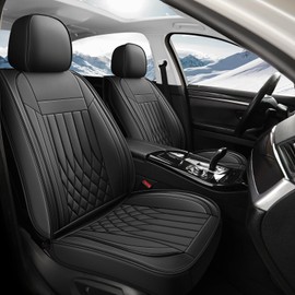 FaiFani Car Seat Covers Full Set, Faux Leather Seat Covers, Car Seat Protectors Waterproof Anti-Slip, Truck Seat Covers Fit for F150 F250 F350 F450 Ram 1500 2500 3500 Tundra, Black