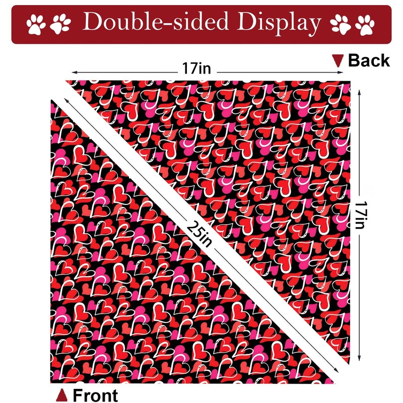 Valentines Dog Bandana Reversible Triangle Bibs Scarf Mother's Day Bandanas