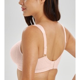 Lemorosy Full Coverage Non Padded Wireless Minimizer Bra Women's Plus Size Bras Comfort and Double Support for Large Bust(Pink,36D)