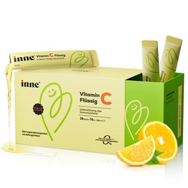 inne Vitamin C for Children, Liquid - 250 mg High Dose for the Immune System - For Children from 4 Years, No Sugar, Orange Flavour - 28 Sticks of 10 ml