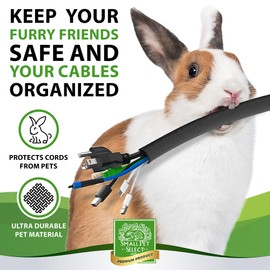 Small Pet Select Heavy Duty Cord Cover - Black, 10ft - Ultra Durable Electrical Cable and Wire Protector for Rabbits, Dogs, Cats and Other Pets - Cord Management and Animal Protection