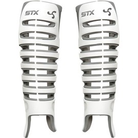 STX Lacrosse Goalie Valor Shin Guards, L/XL, Pair, White