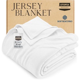 Utopia Bedding Knit Blanket Full Size (90x84 Inches, White) Soft Lightweight Jersey Breathable Sweatshirt Blanket for Bed,Couch & Sofa