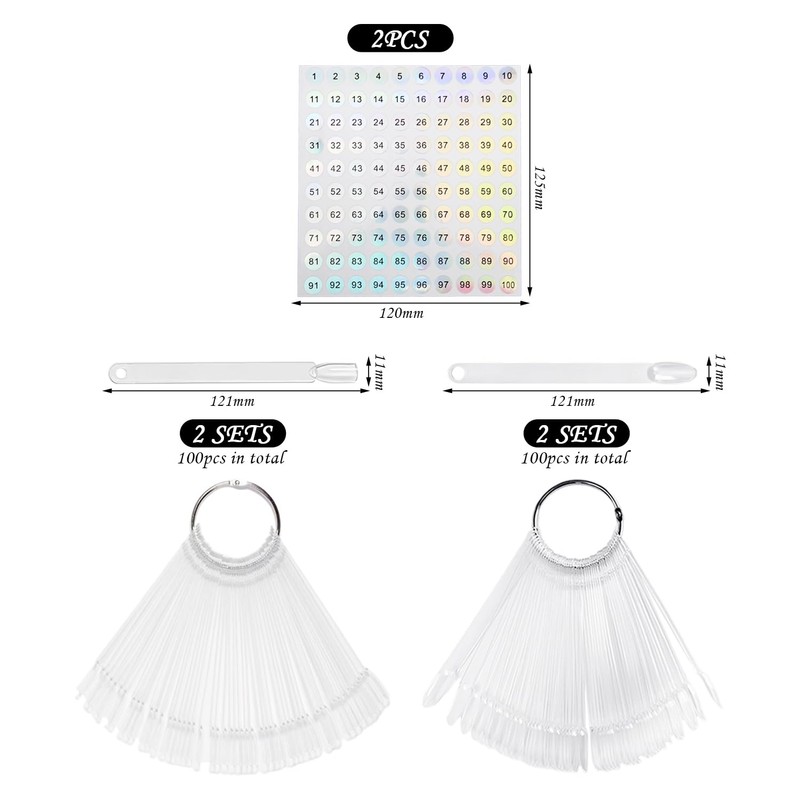 OVDGWC 4 Stück Nailart-Muster Und 2 Nummerierte Aufkleber, Nageldisplay, DIY-Nagelkunst,