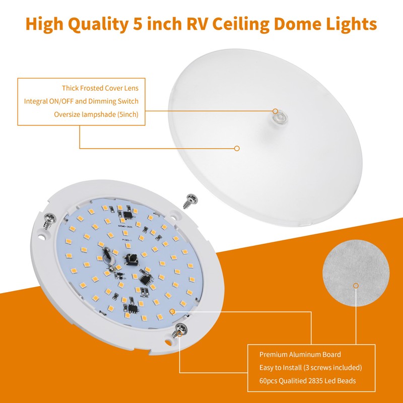 RVZONE RV Lights Interior, 5 Inch RV LED Ceiling Puck