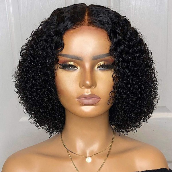 Short Curly Human Hair Wigs, Wear and Glueless Pre Plucked