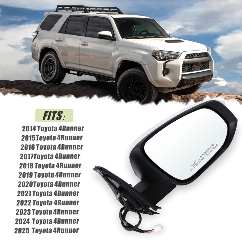 Lqito Right Passenger Side Mirror Compatible With 2014-2025 Toyota 4Runner