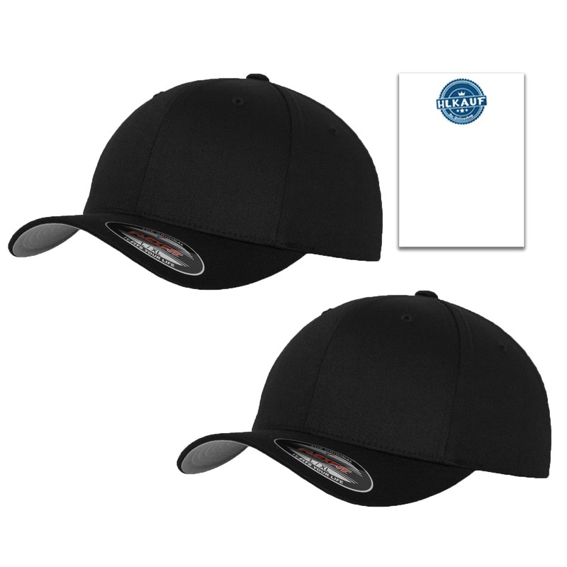 HLKauf Flexfit Unisex Woolly Combed Cap, Baseball Cap, Grey Underside,
