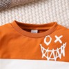 Toddler Baby Boy Clothes Cartoon Face Print Colour Blocking Sweatshirt