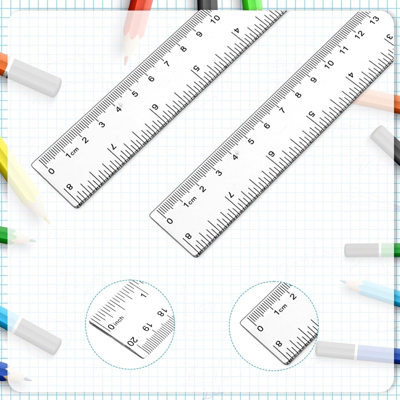 3 Pack 8 Inch Ruler Set Plastic Straight Ruler Transparent