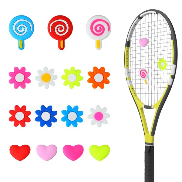 PKRFCJ 15 Pcs Tennis Racket Dampener, Tennis Vibration Dampener, Heart,