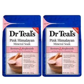 Dr. Teals Pink Himalayan Pure Epsom Salt Soaking Solution (1 Bag, 3lbs Total) - Restore & Replenish with Bergamot & Sweet Orange Essential Oils - Relieves Daily Stress and Soothes The Mind & Senses
