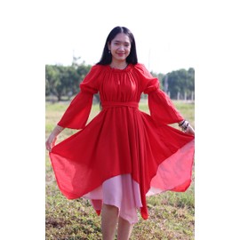 Svenine Brand Medieval Serving Wench Cotton Renaissance Dress, Large, Red