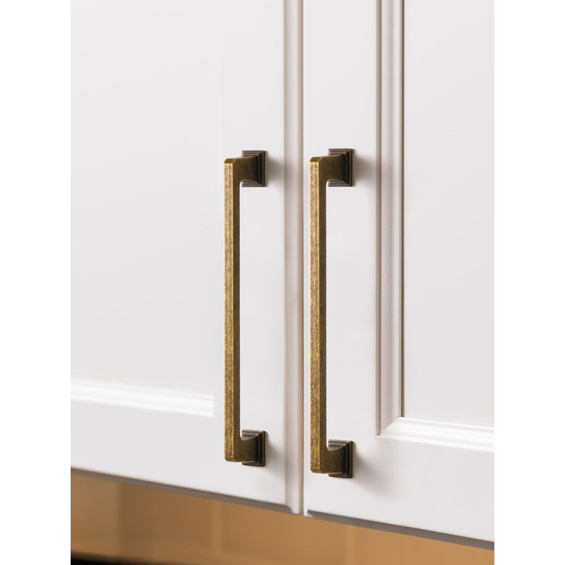 SORWDUERM 5 Pack Antique Brass Cabinet Pulls Square 3.78"(96mm) Hole