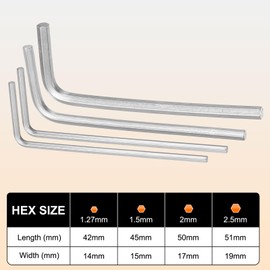 HARFINGTON 3pcs Hex Key Wrench Set 1.27/1.5/2/2.5mm 45# Steel L-Shape Hexagon Metric Wrenches Repairing Tool for Home DIY Bike Motorcycle Repair