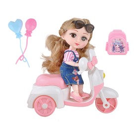 My Girl 6.5 INCH Girl Doll PLAYSET - Motor Bike Fun - 6.5 INCH Doll with Lovely face and Soft Long Hair Wearing Outfit. Doll Body Built in 13 Joints for Posture. Good Toys and Gift idea for Kids