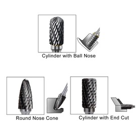 ASNOMY 1 Pcs Rotary Burr Double Cutter Rotatable Tungsten Carbide The Grinder Bit 6mm Shank 12mm Cylinder Head Rotatable Burres for Woodworking Metal Polishing Engraving C