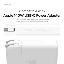 elago Funda Organizadora de Cables para Cargador, Enrollador de Cable Compatible con MacBook Pro 16" M5 M4 M3 M2 M1 2026 2024 2023 2021 140W (Stone) [Cargador MacBook No Incluidos]