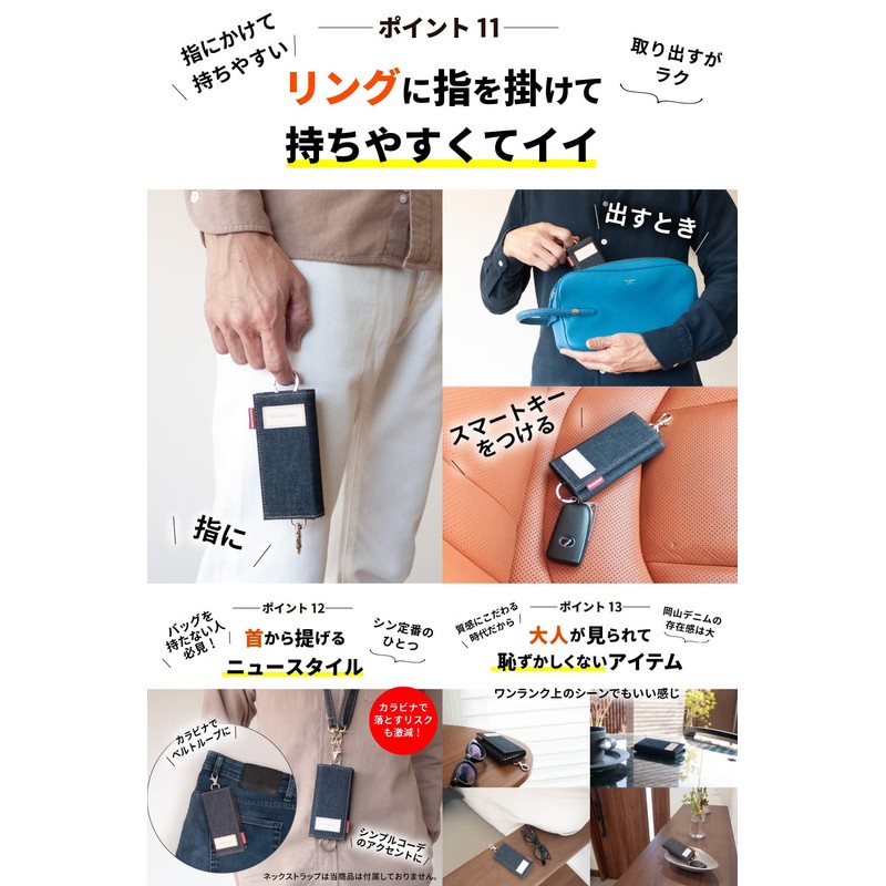 Need Network Men's Key Case, 6 Hooks, Okayama Denim, Smart