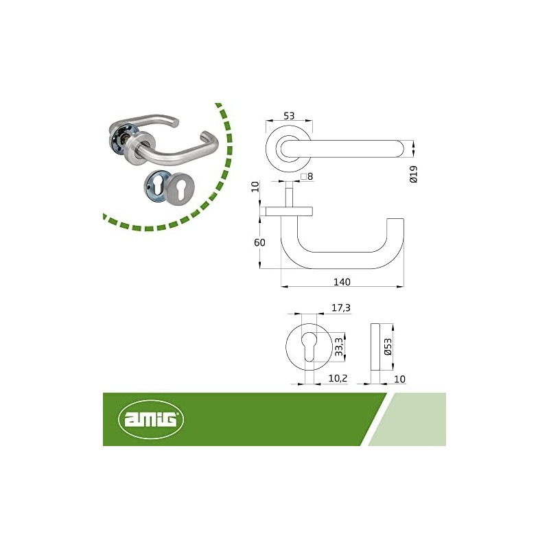 Amig - Door Handle Set with Rosette | Model 3RBX